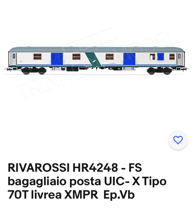 HR4248 Rivarossi Bagagliaio Posta UIC-X Tipo 70TLivrea XMPR