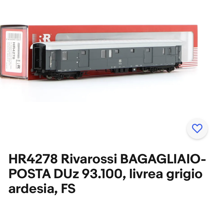 HR4278 Rivarossi Bagagliaio Posta DUz 93.100 livrea Grigio Ardesia FS